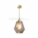 Nordic Retro Pendant Light Brass Glass Home Lighting Tower Shape Lamp Dining Room Bedroom Hallway Lamp