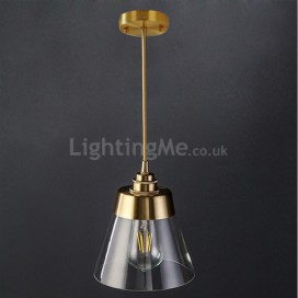 Nordic Retro Pendant Light Glass Shade Home Lighting Brass Holder Lamp Dining Room Bedroom Hallway Light
