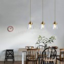 Nordic Retro Pendant Light Glass Shade Home Lighting Brass Holder Lamp Dining Room Bedroom Hallway Light