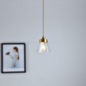Nordic Retro Pendant Light Glass Shade Home Lighting Brass Holder Lamp Dining Room Bedroom Hallway Light