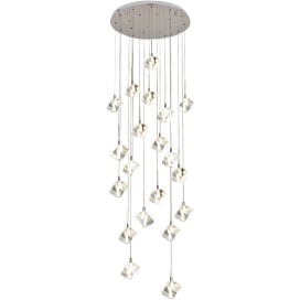 Modern Crystal Cluster Pendant Light Square Lamp Shades Duplex Stair Office