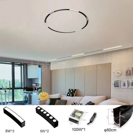 Circular Magnetic Track Light Recessed Spotlight Decorative Light 80cm