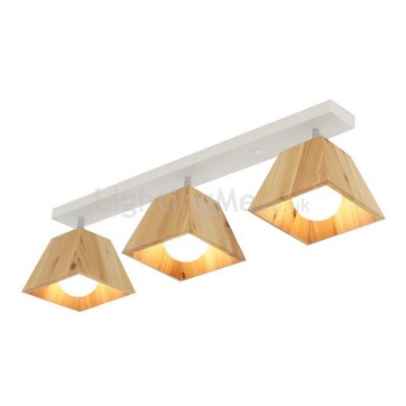 Nordic Wooden Spotlight Four Prism Rotatable Ceiling Spotlight