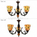 Retro Stained Glass Pendant Lamp Colorful Beads Glass Chandelier