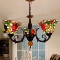 Grape Pattern Stained Glass Chandelier Retro Glass Pendant Lamp