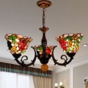 Grape Pattern Stained Glass Chandelier Retro Glass Pendant Lamp