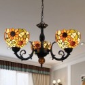 Retro Sunflower Stained Glass Chandelier Glass Pendant Lamp