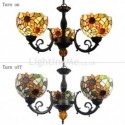 Retro Sunflower Stained Glass Chandelier Glass Pendant Lamp