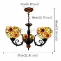 Retro Sunflower Stained Glass Chandelier Glass Pendant Lamp