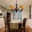 Retro Sunflower Stained Glass Chandelier Glass Pendant Lamp