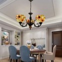 Retro Sunflower Stained Glass Chandelier Glass Pendant Lamp