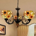 Retro Sunflower Stained Glass Chandelier Glass Pendant Lamp