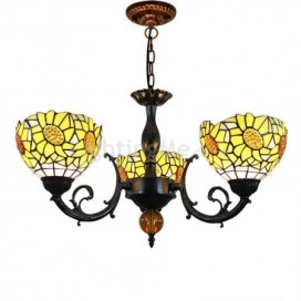 Yellow Sunflower Stained Glass Chandelier Glass Pendant Lamp