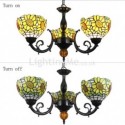 Yellow Sunflower Stained Glass Chandelier Glass Pendant Lamp