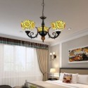 Yellow Sunflower Stained Glass Chandelier Glass Pendant Lamp