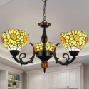 Yellow Sunflower Stained Glass Chandelier Glass Pendant Lamp