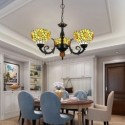 Yellow Sunflower Stained Glass Chandelier Glass Pendant Lamp