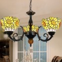 Yellow Sunflower Stained Glass Chandelier Glass Pendant Lamp