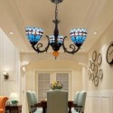 Mediterranean Style Stained Glass Chandelier Glass Pendant Lamp
