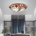 Stained Glass Flush Mounted 3-Light Ceiling Lamp