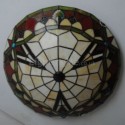 Stained Glass Flush Mounted 3-Light Ceiling Lamp