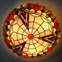 Stained Glass Flush Mounted 3-Light Ceiling Lamp