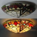 Stained Glass Flush Mounted 3-Light Ceiling Lamp