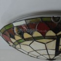 Stained Glass Flush Mounted 3-Light Ceiling Lamp