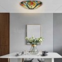 Stained Glass Flush Mounted 3-Light Ceiling Light