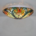 Stained Glass Flush Mounted 3-Light Ceiling Light