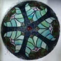 Stained Glass Flush Mounted 3-Light Ceiling Light