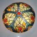 Stained Glass Flush Mounted 3-Light Ceiling Light