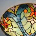 Stained Glass Flush Mounted 3-Light Ceiling Light