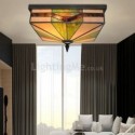 Stained Glass Flush Mount Vintage Style Ceiling Light