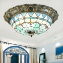 Stained Glass Flush Mount Antique Style Decorative Ceiling Lamp