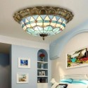 Stained Glass Flush Mount Antique Style Decorative Ceiling Lamp