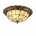 Stained Glass Flush Mount Lighting Leaf Pattern Ceiling Light