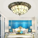 Stained Glass Flush Mount Lighting Leaf Pattern Ceiling Light