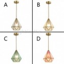 Brass Diamond Pendant Light Modern Stained Glass Hanging Light Length Adjustable