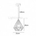 Brass Diamond Pendant Light Modern Stained Glass Hanging Light Length Adjustable