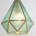 Brass Diamond Pendant Light Modern Stained Glass Hanging Light Length Adjustable