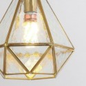 Brass Diamond Pendant Light Modern Stained Glass Hanging Light Length Adjustable