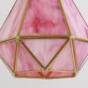 Brass Diamond Pendant Light Modern Stained Glass Hanging Light Length Adjustable