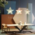 Modern Stained Glass Star Pendant Light Brass Hanging Light Length Adjustable