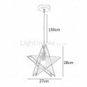 Modern Stained Glass Star Pendant Light Brass Hanging Light Length Adjustable