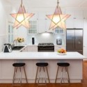 Modern Stained Glass Star Pendant Light Brass Hanging Light Length Adjustable