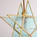 Modern Stained Glass Star Pendant Light Brass Hanging Light Length Adjustable