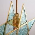 Modern Stained Glass Star Pendant Light Brass Hanging Light Length Adjustable