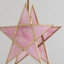 Modern Stained Glass Star Pendant Light Brass Hanging Light Length Adjustable