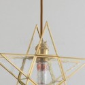 Modern Stained Glass Star Pendant Light Brass Hanging Light Length Adjustable